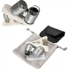 -Evrensel LED Işıklı Mini Cep Mikroskobu, Tüm Kameralı Telefonlar Için NO:9882-W ( Lisinya )