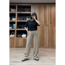 Vazıradk Beli Lastik ve Ip Bağlamalı Bol Paça Tensel Pantolon