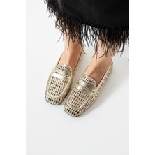 Dericia Shoes Crimson Hakiki Deri Kadın Günlük Örgü Babet Ayakkabı