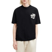 Lushiowear Erkek Baskılı Oversize Kısa Kol  T-Shirt - Siyah