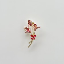 Vesce Atelier Pembe Üçlü Çiçek Broş