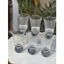 YNSK 6’lı Kristal Top Detaylı Çizgili Kahve Yanı Bardak &sunum