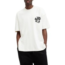 Lushiowear Erkek Baskılı Oversize Kısa Kol Tişort - Beyaz