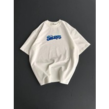 Lushiowear Erkek Baskılı T-Shirt Kısa Kol Bisiklet Yaka Regular Fit Rahat Kalıp Günlük Tişört - Beyaz