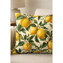Atay Home Limon Desenli Dekoratif Kırlent Kılıfı 43X43 cm – Doğal Narenciye Tasarım Koltuk Yastık Kılıfı