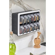 Eba Home Standlı 12 Li Kendinden Yapışkanlı Kaşıklı Kapaklı Baharatlık Takımı-Etiketli Baharatlık --Gri Renk--