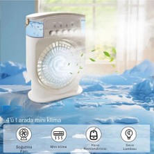 Şarjlı 600 ml Su Hazneli Taşınabilir Masaüstü Vanilatör  Güçlü Fan ve 2000 Mah Pil Beyaz - Lisinya