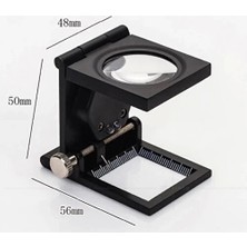 -28X28 mm Katlanır Sayaçlı Metal Lüp, 2 LED Işıklı Büyüteç Tekstil TH9005A ( Lisinya )