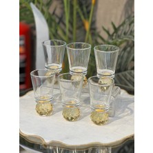 YNSK 6’lı Kristal Top Detaylı  Kahve Yanı Bardak