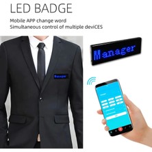 Matrix Kayan LED Yaka Rozeti Mobil Kontrollü Dijital Etiket 9×3cm - Lisinya