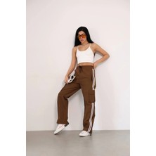 Lushiowear Kadın Praşut Kargo Çeplı Baggy Esofman Alt Pantalon - Kahve