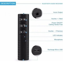 Car Bluetooth Music Driver Araç Aux Hands-Free Mp3 Bağlantı Kiti ( Lisinya )