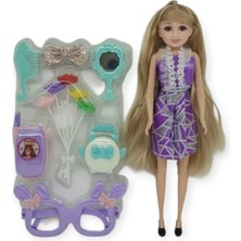 Güzellik Seti 7 Parça Aksesuarlı Bebek Seti - Mor (Lisinya)