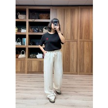 Vazıradk Beli Lastik ve Ip Bağlamalı Bol Paça Tensel Pantolon