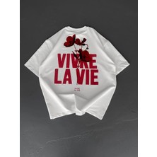 Lushiowear Erkek Baskılı Oversize Bisiklet Yaka Kısa Kol  T-Shirt - Beyaz