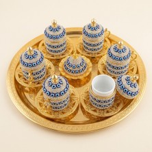 Ceyyiz 8'li Gold Nazar Boncuklu Lokumluk Kahve Fincanı Set