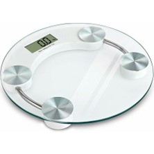 150 kg Kapasiteli Yuvarlak Şeffaf Dijital Banyo Cam Baskül Terazi Tartı ( Lisinya )