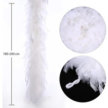 Beyaz Renk Kabarık Kalın Otriş Boa Tüy 6 cm Genişlik 180-200 cm Uzunluk - Lisinya