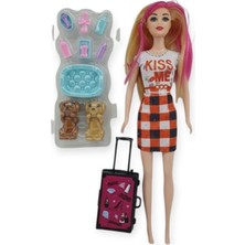 Puppy Bella 30 cm Bebek ve Köpek Bakım Seti - Turuncu Elbise (Lisinya)