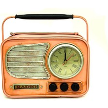 İsmiyle Al Dekoratif Metal Radyo Saat Masa Saati Vintage Ev Ofis Hediyelik