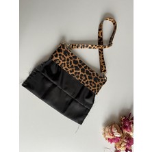 ZG Hobi Aksesuar Örgü Çantalar Için Suni Derili Hazır Çanta Astarı Leopar Desen