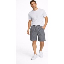 Lushiowear Erkek Pötikareli Şort – Beli Lastikli Bağcıklı, Cepli, Rahat Kesim Günlük Yazlık Şort - Füme