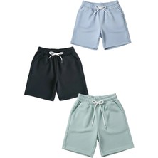 Makiteks Pamuk 3 Adet Unisex Kız Erkek Çocuk Şort Seti 5 6 7 8 9 10 11 12 13 14 Yaş Düz Renkler Baskısız