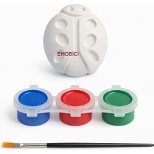 Ehobici Taş Boyama Seti Uğur Böceği 3 Renk Akrilik Boya 5ml + Fırça