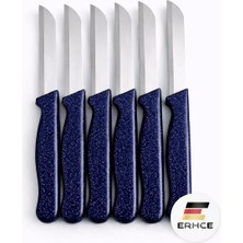 ERHCE Solingen 6'lı Mavi Alman Meyve Sebze Bıçağı Seti Simli Paslanmaz Çelik Bıçak