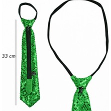Yeşil Renk Pul Payetli Işıltılı Parti Kravatı 33 cm - Lisinya