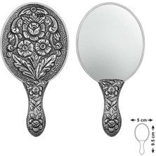 İsmiyle Al Gümüş Papatya ve Gül Motifli El Aynası