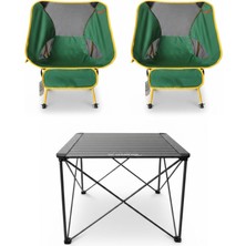 Kılıçaslan Camp Madfox Campix Büyük Boy Masa +2 Adet Madfox Foldmesh Katlanır Sandalye Savanna Lime