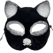 İsmiyle Al Siyah Renk Gümüş Simli Süet Kaplama Kedi Maskesi 18X14 cm