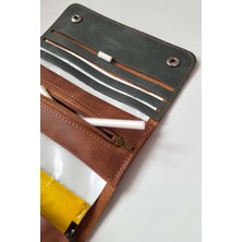 Derigami Profesyonel Tasarım El Yapımı Deri Tütün Kesesi, 25G ve 50G Için. Hakiki Deri Tütün Kılıfı, Çıtçıtlı