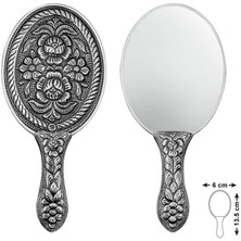 İsmiyle Al Gümüş Papatya ve Gül Motifli El Aynası