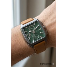 Ferrucci Şık Tasarım Erkek Kol Saati | 42 mm Çelik Kasa, Açık Kahverengi Deri Kordon, Koyu Gri Kadran