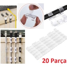 İsmiyle Al 20'li Yapışkanlı Kablo Sabitleyici Şeffaf Klips