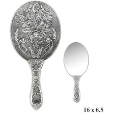 İsmiyle Al 925 Ayar Gümüş Gül Desenli El Aynası