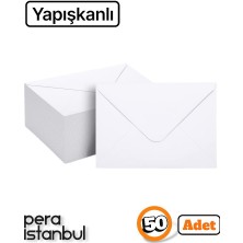 Pera İstanbul 50 Adet Yapışkanlı 13X18 Beyaz Davetiye Lüks Tebrik Kartı Mektup Mühür Büyük Kapasiteli Torba Zarf