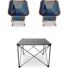 Kılıçaslan Camp Madfox Campix Alüminyum Büyük Masa +2 Adet Foldmesh Katlanır Sandalye Navy Spark