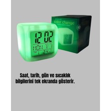 Gece Lambası Fonksiyonlu Renk Değiştiren LED Küp Dijital Saat - Lisinya