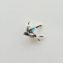 Vesce Atelier Mavi Siyah Kanat Serçe Broş