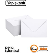 Pera İstanbul 100 Adet Yapışkanlı 13X18 Beyaz Davetiye Lüks Tebrik Kartı Mektup Mühür Büyük Kapasiteli Torba Zarf