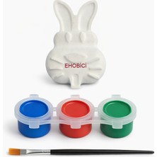 Ehobici Taş Boyama Seti Tavşan 3 Renk Akrilik Boya 5ml + Fırça