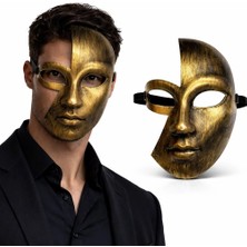Antik Efektli Altın Yarım Yüz Parti Maskesi - Lisinya