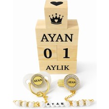 Shopfocus Kişiye Özel Isimli-Emzik-Emzik Zinciri-Emzik ASKISI-%100 Doğal Ahşap Organik Bebek Anı Küpü-Hediye