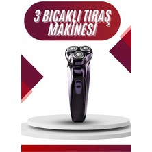 3 Bıçaklı Döner Başlıklı Sakal Sıfır Alma Tıraş Makinesi Profesyonel Paslanmaz Çelik - Lisinya