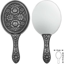 İsmiyle Al 925 Ayar Gümüş Papatya ve Gül Motifli El Aynası