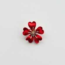 Vesce Atelier Kırmızı Mat Çiçek Broş