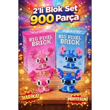 Kobe 2’li Blok Set 900 Parça – Büyük Pixel Brick Figür Seti | LEGO Benzer Blok Stitch & Angel Figür